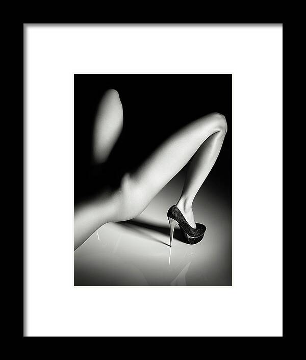 Woman Framed Print featuring the photograph Sensual legs in high heels by Johan Swanepoel