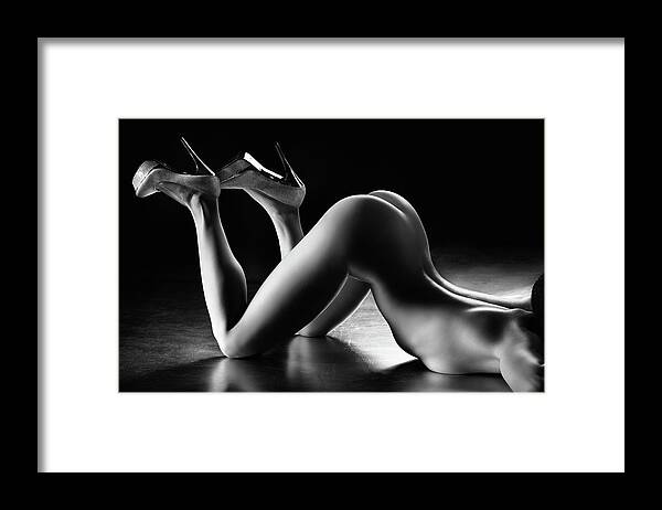 Woman Framed Print featuring the photograph Sensual nude body curves by Johan Swanepoel