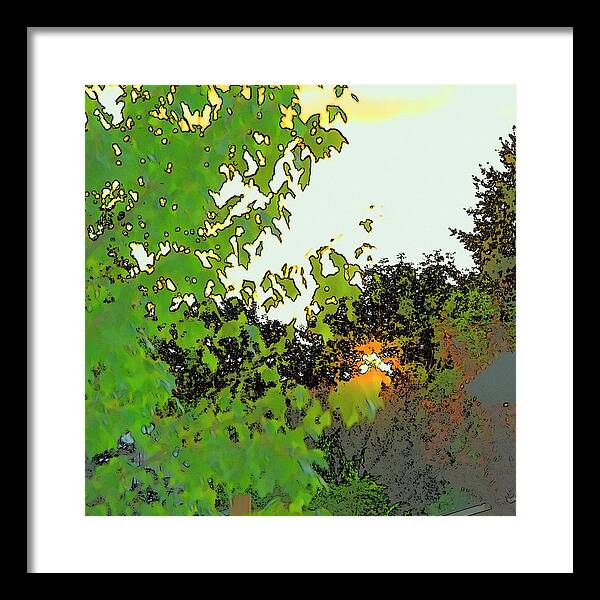 Color Framed Print featuring the photograph Setting Sun And Maple Color Sketch by Jerry Sodorff