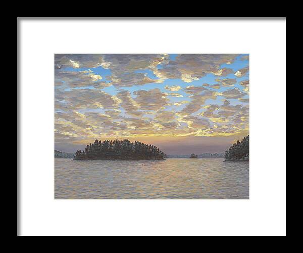 Lake Framed Print featuring the painting Setting Sun by Wild Wings