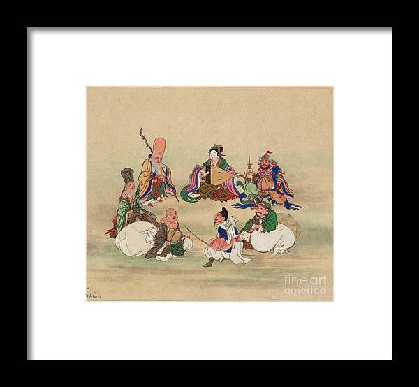 Vaisravana Framed Print featuring the drawing Seven Lucky Gods, Ca 1878 by Heritage Images