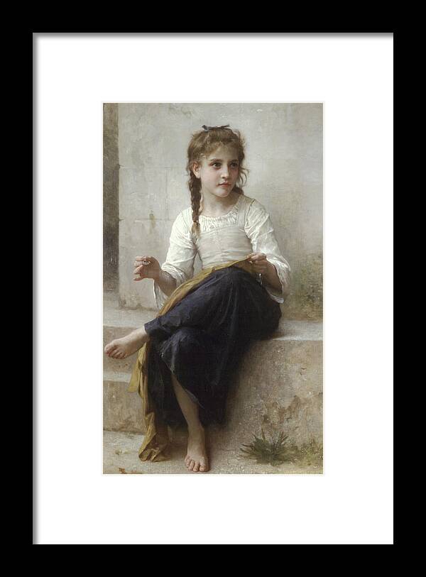 Sewing Framed Print featuring the painting Sewing by Adolphe-William Bouguereau by Portraits By NC