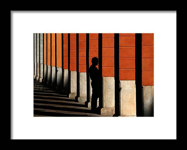 Street Framed Print featuring the photograph Shadow Man by Hans-wolfgang Hawerkamp