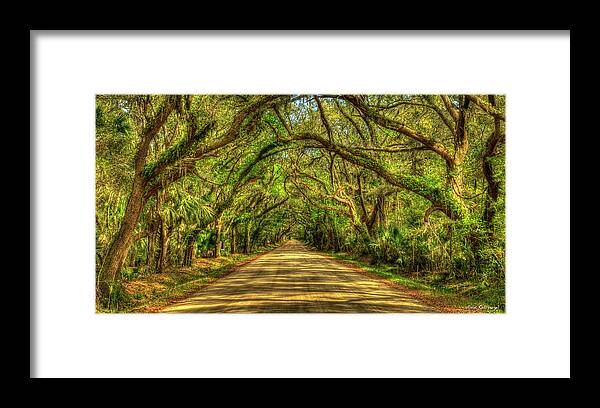 Reid Callaway Charleston Sc Images Framed Print featuring the photograph Charleston S C Shadows On Edisto Island Botany Bay Road South Carolina Landscape Art by Reid Callaway