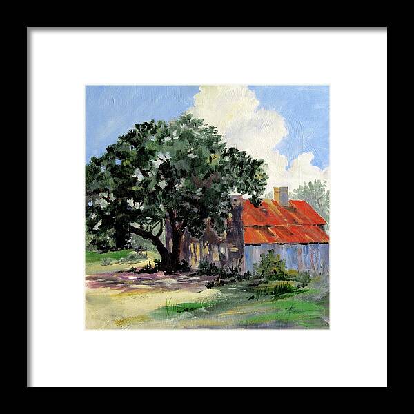 Landscaper Framed Print featuring the painting Shady Spot by Adele Bower