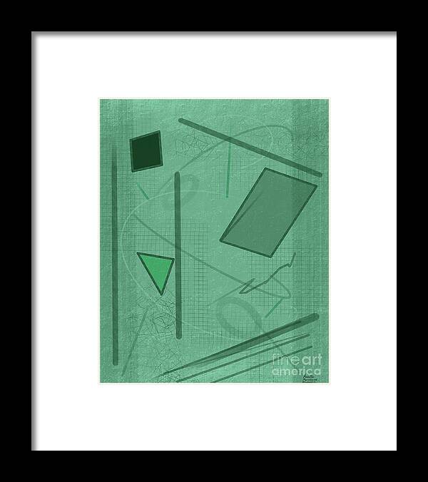 Shapes In Green Color Framed Print featuring the digital art Shapes in Green Color by Annette M Stevenson