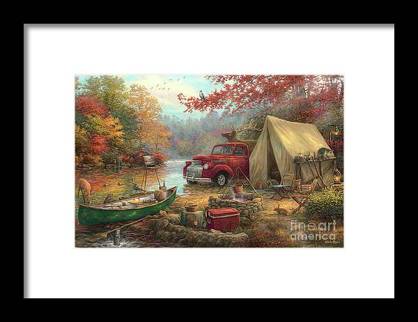 Funny Images Framed Print featuring the painting Share the Outdoors by Chuck Pinson