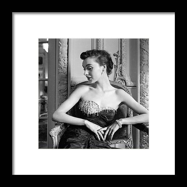 Gown Framed Print featuring the photograph Shari Herbert In Taffeta by Nina Leen