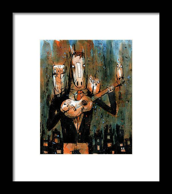 Sharing His Songs Framed Print featuring the painting Sharing His Songs by Ric Stultz
