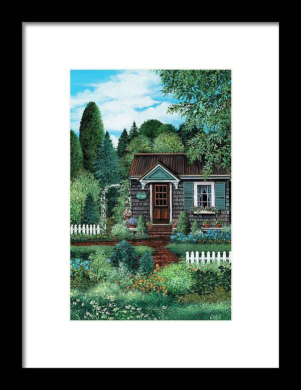 She Shed Framed Print featuring the painting She Shed by Debbi Wetzel