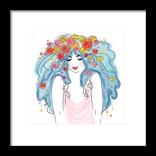Woman Framed Print featuring the painting She Threw Away All Her Masks And Put On Her Soul by Little Bunny Sunshine