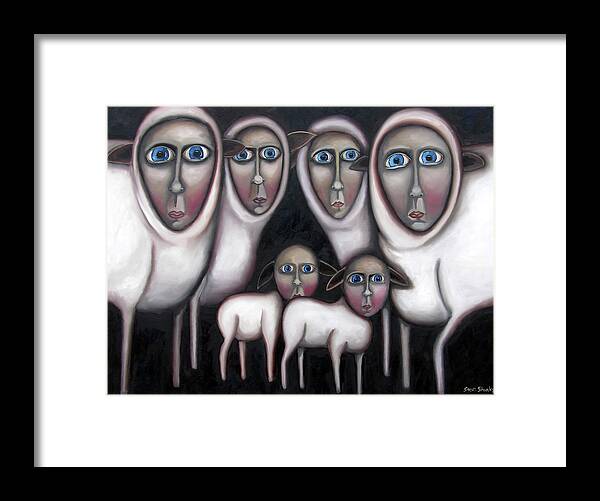 Sheep Framed Print featuring the painting Sheeple by Steve Shanks
