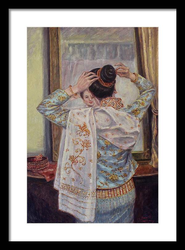Lao Woman Framed Print featuring the painting Sheer Elegance II by Sompaseuth Chounlamany