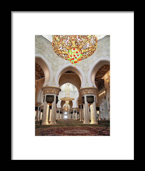 Sheikh Zayed Mosque Framed Print featuring the photograph Sheikh Zayed Grand Mosque 3 by Bearj B Photo Art