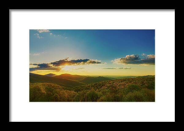 Shenandoah Framed Print featuring the photograph Shenandoah Sunrise Panorama by Mountain Dreams