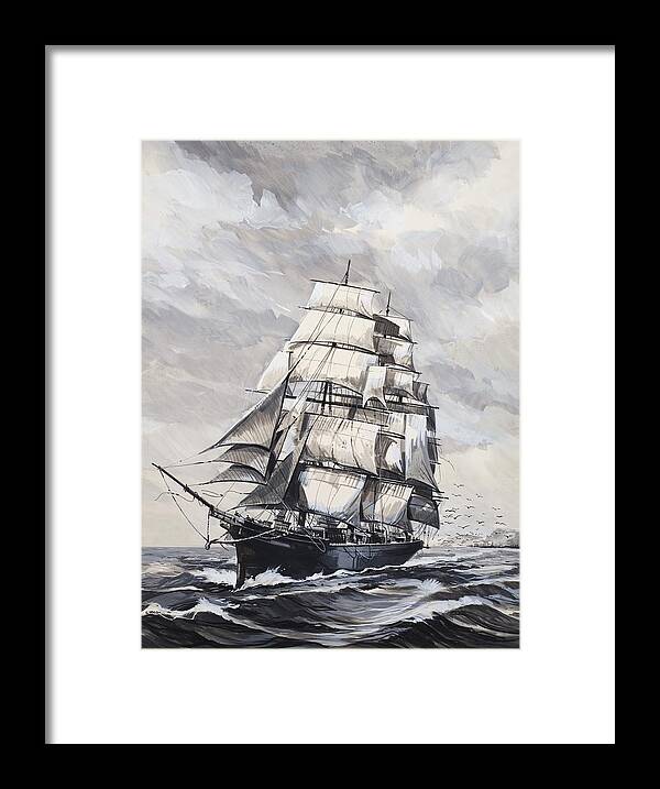 Ships Framed Print featuring the painting Ship At Sea by English School
