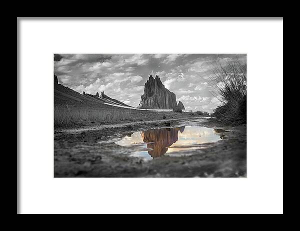 Tse Bit'a'i Framed Print featuring the photograph Shiprock Reflection by Jen Manganello