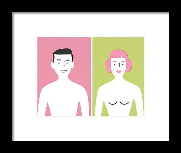 Adult Framed Print featuring the drawing Shirtless Man and Woman by CSA Images