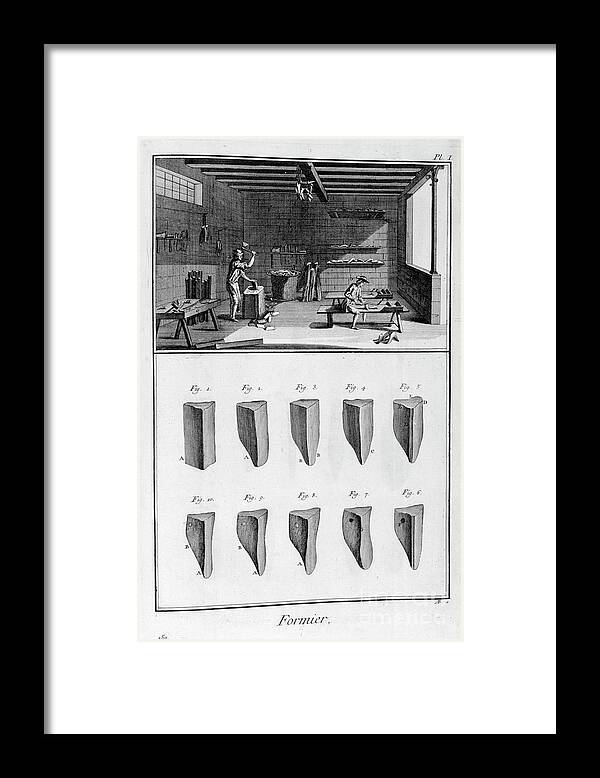 Working Framed Print featuring the drawing Shoe Tree Makers, 1751-1777. Artist by Print Collector