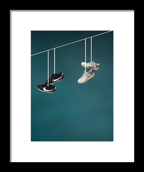 Montage Framed Print featuring the photograph Shoefiti II by Michele Montedoro