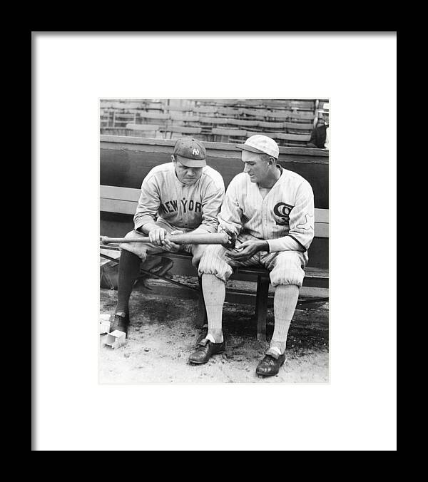 American League Baseball Framed Print featuring the photograph Shoeless Joe Jackson And Babe Ruth by New York Daily News Archive