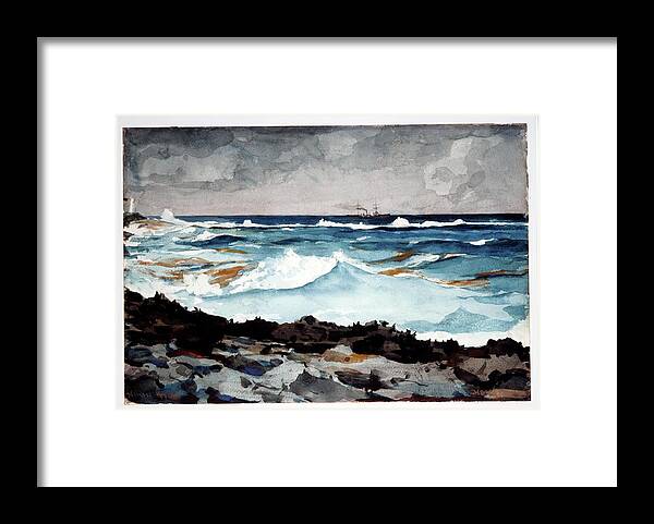 Shore And Surf Framed Print featuring the painting Shore and Surf by MotionAge Designs