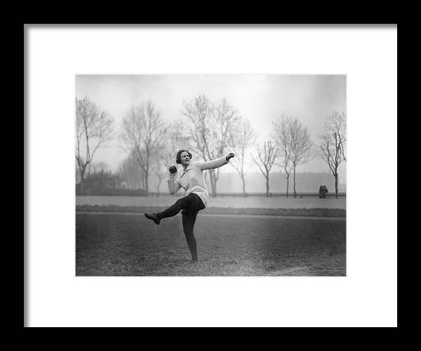 Ball Framed Print featuring the photograph Shot Put Lady by Topical Press Agency