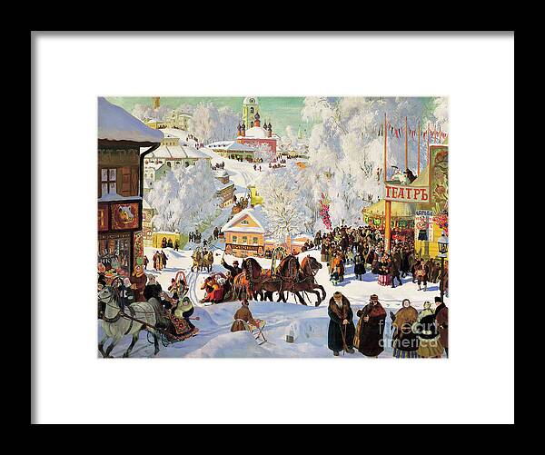 Horse Framed Print featuring the drawing Shrovetide, 1919. Artist Boris by Heritage Images