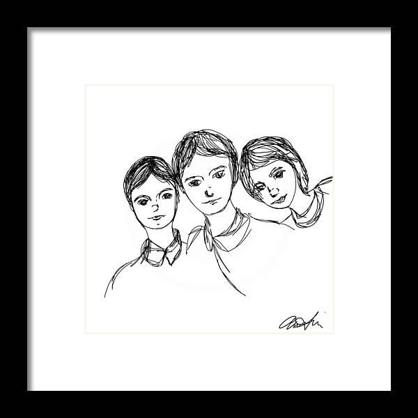 Pets Art Framed Print featuring the drawing Siblings by Callie E Austin