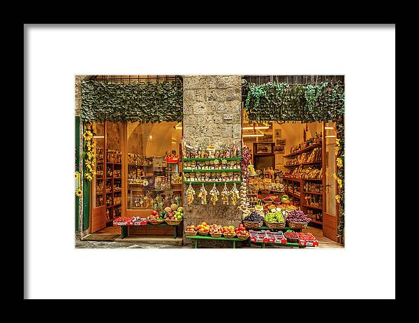 Siena Framed Print featuring the photograph Siena Market by Marcy Wielfaert