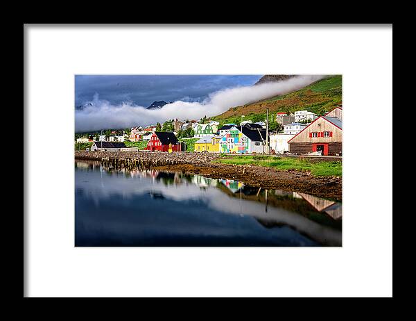 Iceland Framed Print featuring the photograph Siglufjorour Harbor Houses by Tom Singleton