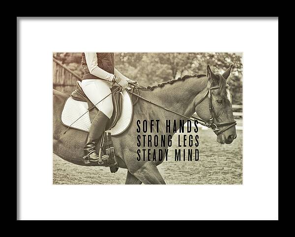Arena Framed Print featuring the photograph SILENT PARTNERSHIP quote by Dressage Design
