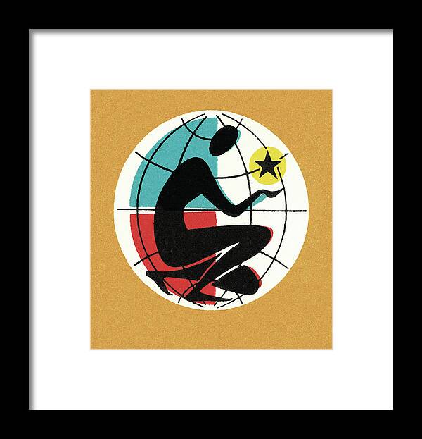 Campy Framed Print featuring the drawing Silhouette of a Person in Front of a Globe by CSA Images