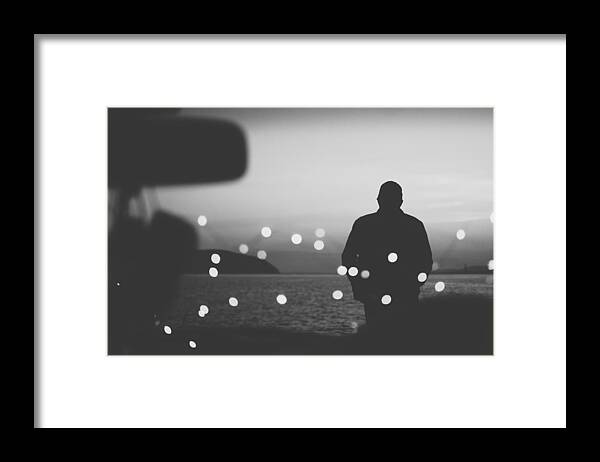Travel Framed Print featuring the photograph Silhouette Traveler On The Background Of The Water In Evening by Aleksandr Sumarokov