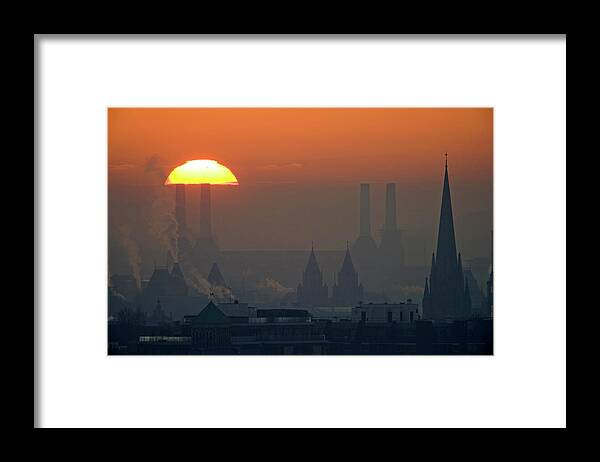Tranquility Framed Print featuring the photograph Silhouettes Of Chimneys And Spires by James Burns