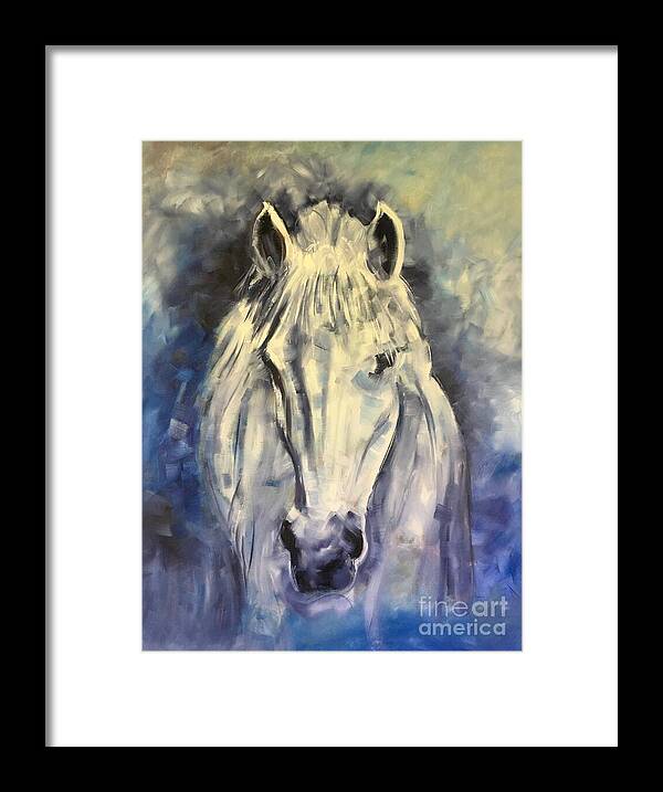 Stallion Framed Print featuring the painting Silver Horse by Alan Metzger
