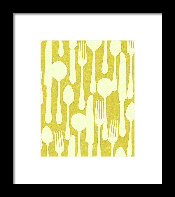Abstract Framed Print featuring the drawing Silverware Pattern by CSA Images