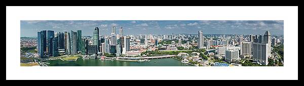 Water's Edge Framed Print featuring the photograph Singapore Skyscraper Skyline Marina Bay by Fotovoyager
