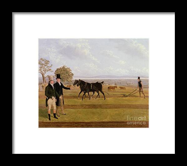 Agriculture Framed Print featuring the painting Sir Charles Morgan At The Castleton Ploughing Match, 1845 by James Flewitt Mullock