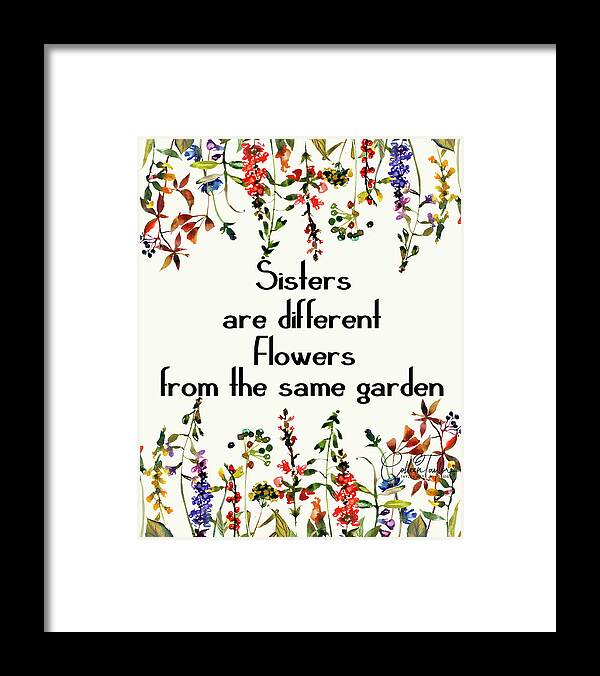 Sisters Quote Framed Print featuring the mixed media Sisters 2 by Colleen Taylor