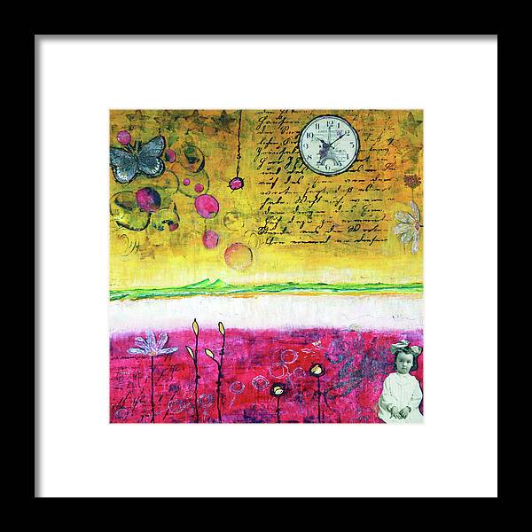 Whimsical Framed Print featuring the painting Sitting On The Edge Of Eternity by Winona's Sunshyne