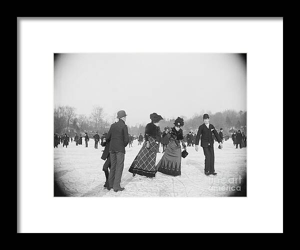 People Framed Print featuring the photograph Skating In Central Park by Bettmann