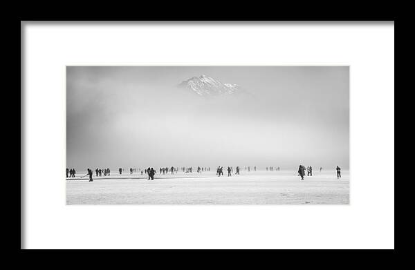 People Framed Print featuring the photograph Skating Under The Mountain by Ales Krivec