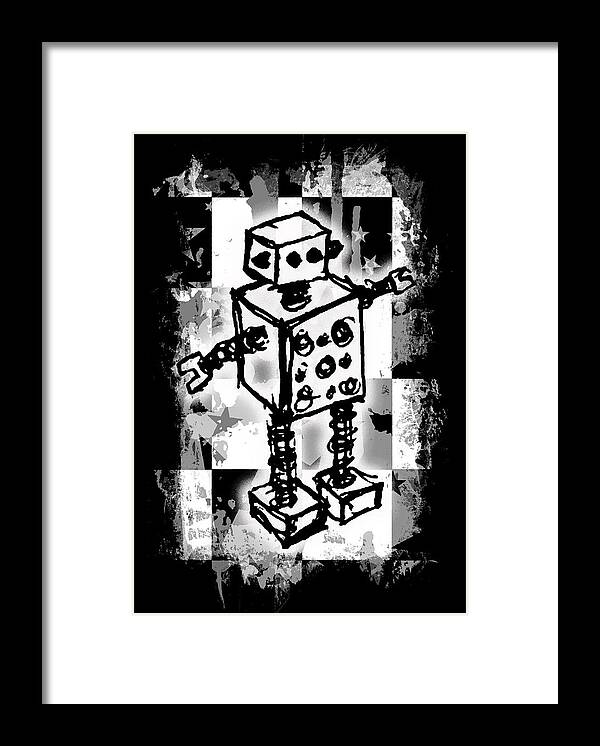 Robot Framed Print featuring the digital art Sketched Robot Graphic by Roseanne Jones