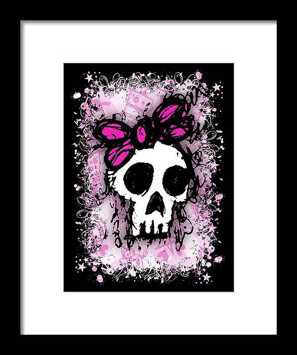 Skull Framed Print featuring the digital art Sketched Skull Princess Graphic by Roseanne Jones