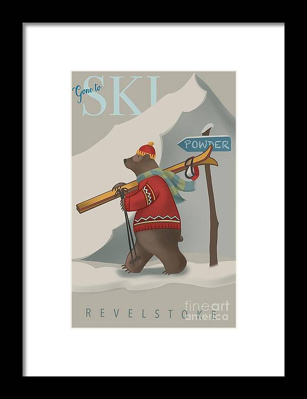 Bear Art Framed Print featuring the painting Ski Bear by Sassan Filsoof