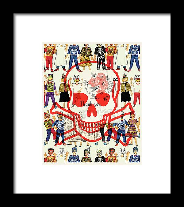 Afraid Framed Print featuring the drawing Skull and Costumes Collage by CSA Images