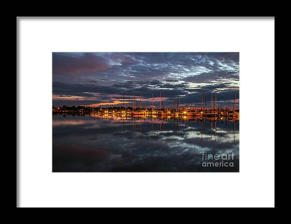 Marina Framed Print featuring the photograph Sky and Marina Reflection by Tom Claud