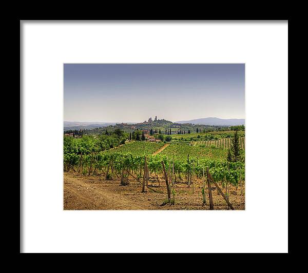 Clear Sky Framed Print featuring the photograph Skyline Of San Gimignano by Tjarko Evenboer / The Netherlands
