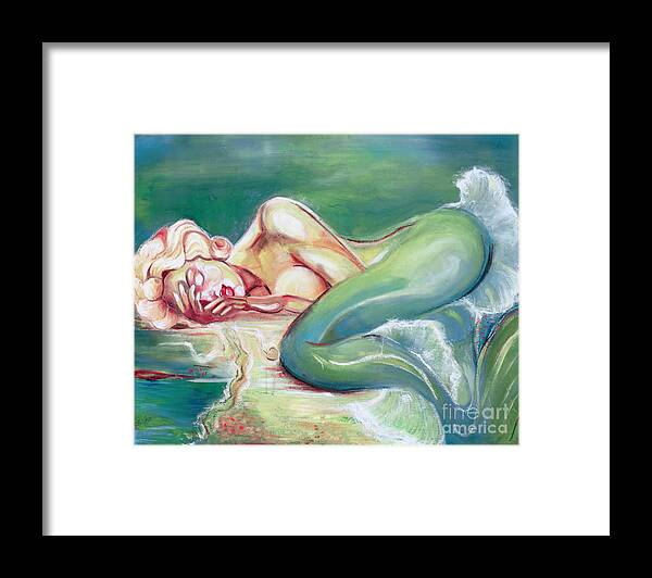  Framed Print featuring the painting Sleeping Mermaid Ondina by Luana Sacchetti